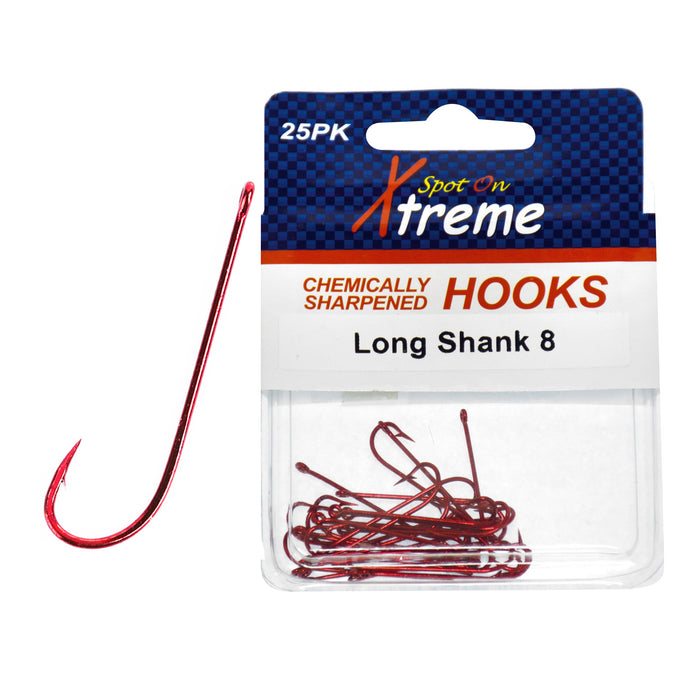 Red Long Shank Hooks 25pk