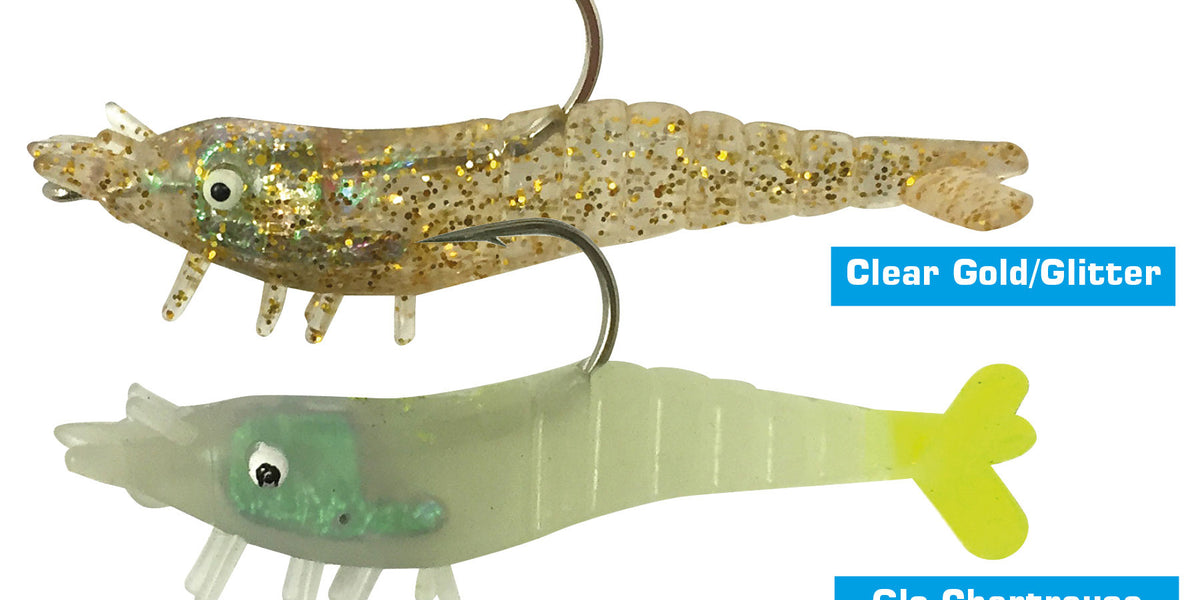3 Pack of Rigged Jarvis Walker Scented Shrimp Soft Body Lures - Glo  Chartreuse