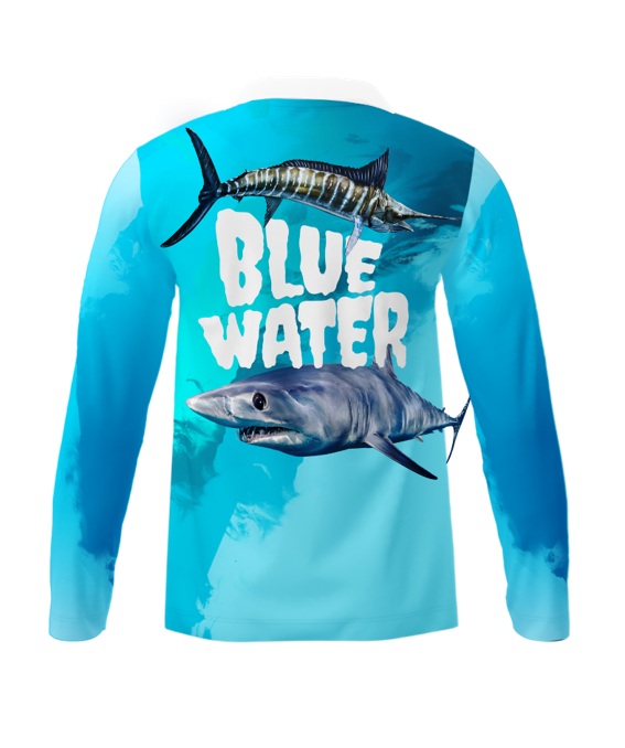 Blue Water Predators Long Sleeve Polo Shirt