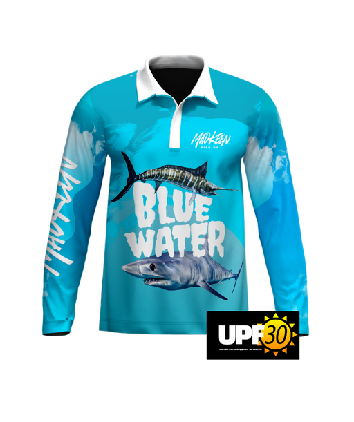 Mad Keen Polo L/S Blue Water Kids — Spot On Fishing Tackle